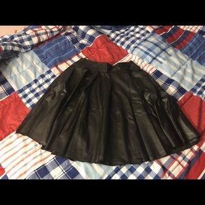 Black Leather Skater Skirt